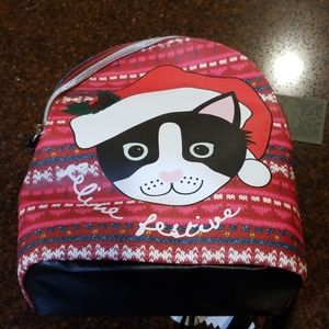 NWT small purse backpack holiday cat